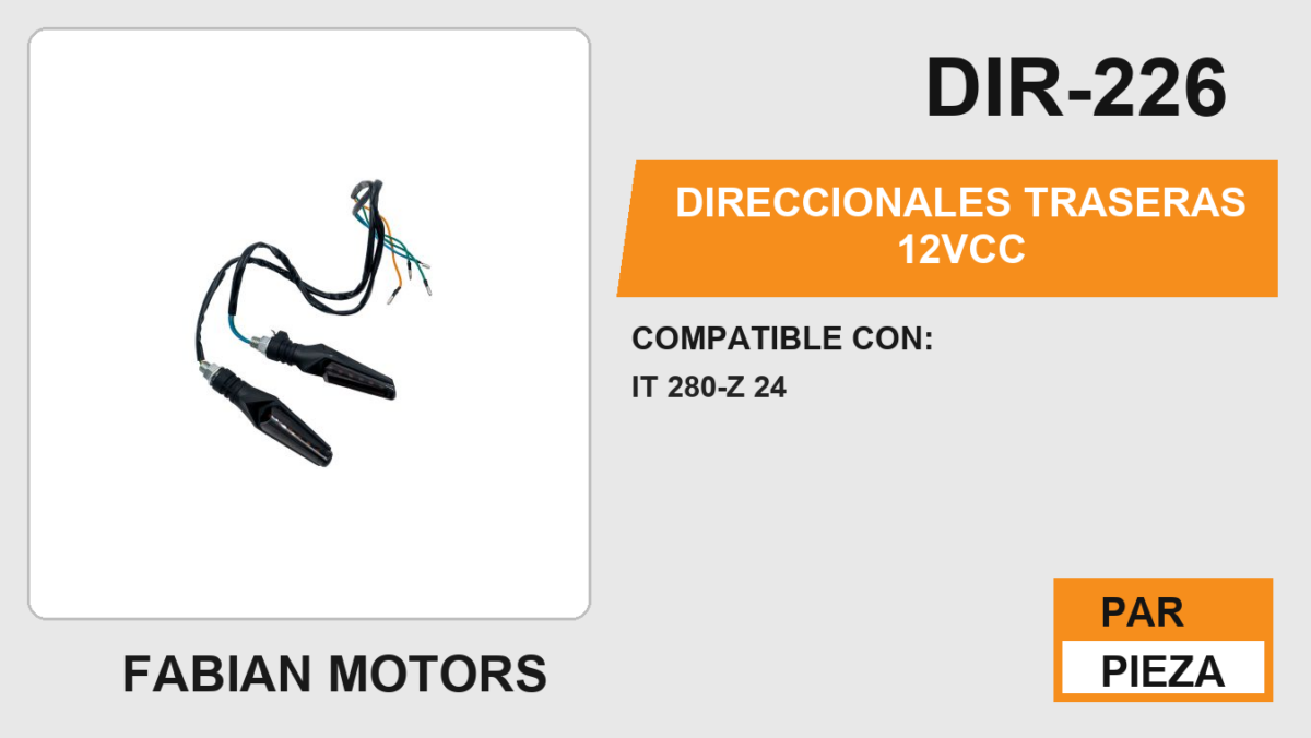 DIRECCIONALES TRASERAS 12Vcc