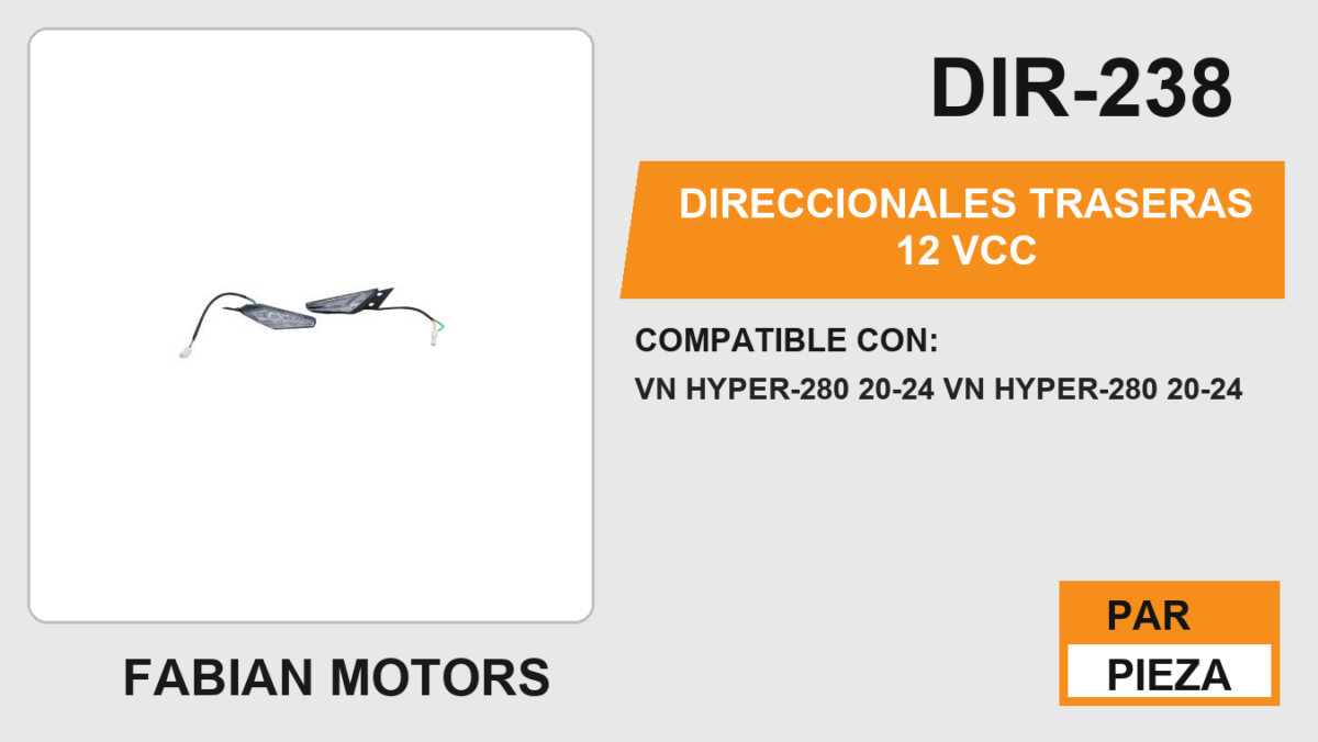 DIRECCIONALES TRASERAS 12Vcc
