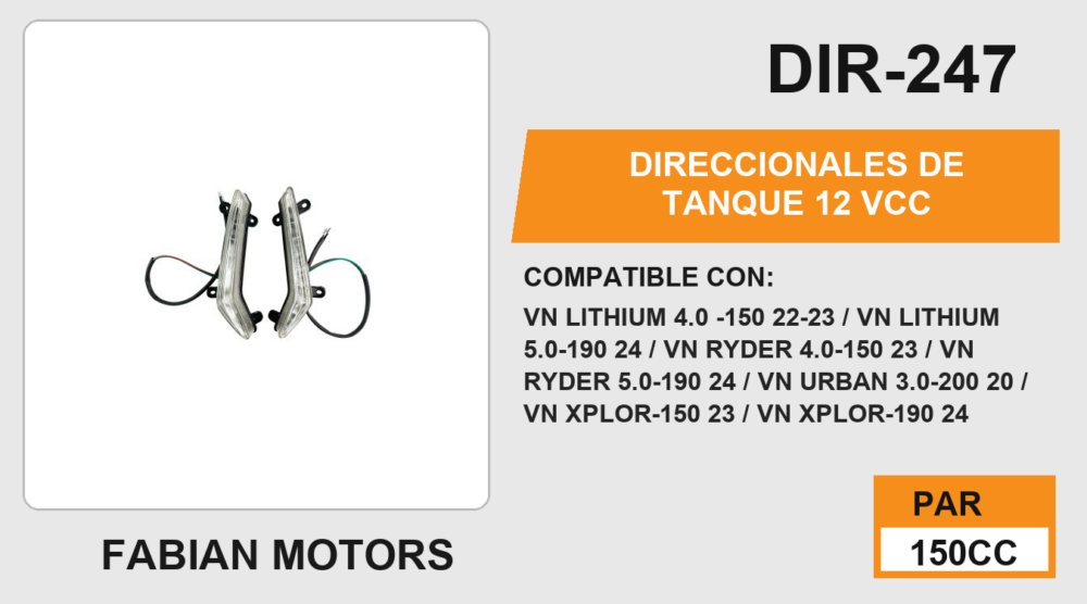 DIRECCIONALES DE TANQUE 12 Vcc