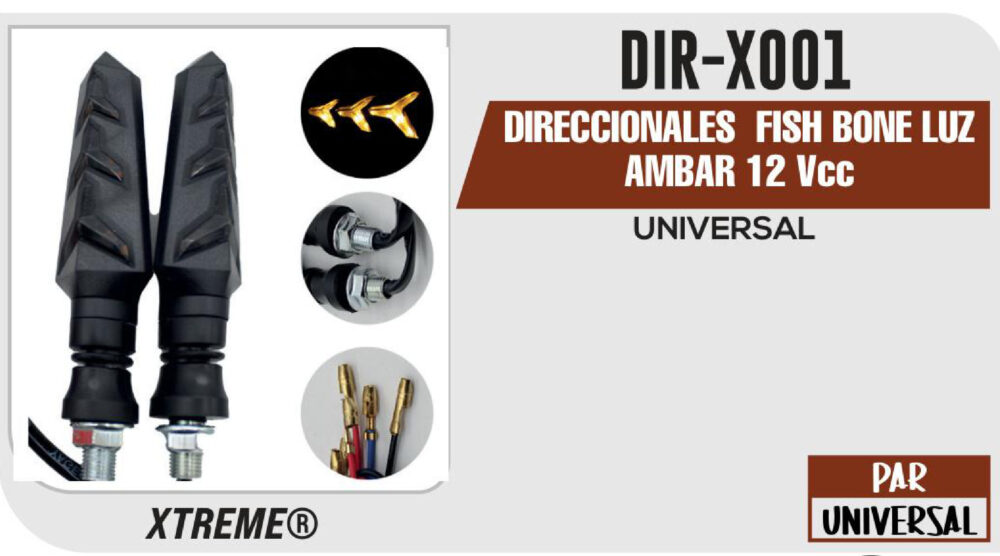 DIRECCIONALES FISH BONE LUZ AMBAR 12Vcc