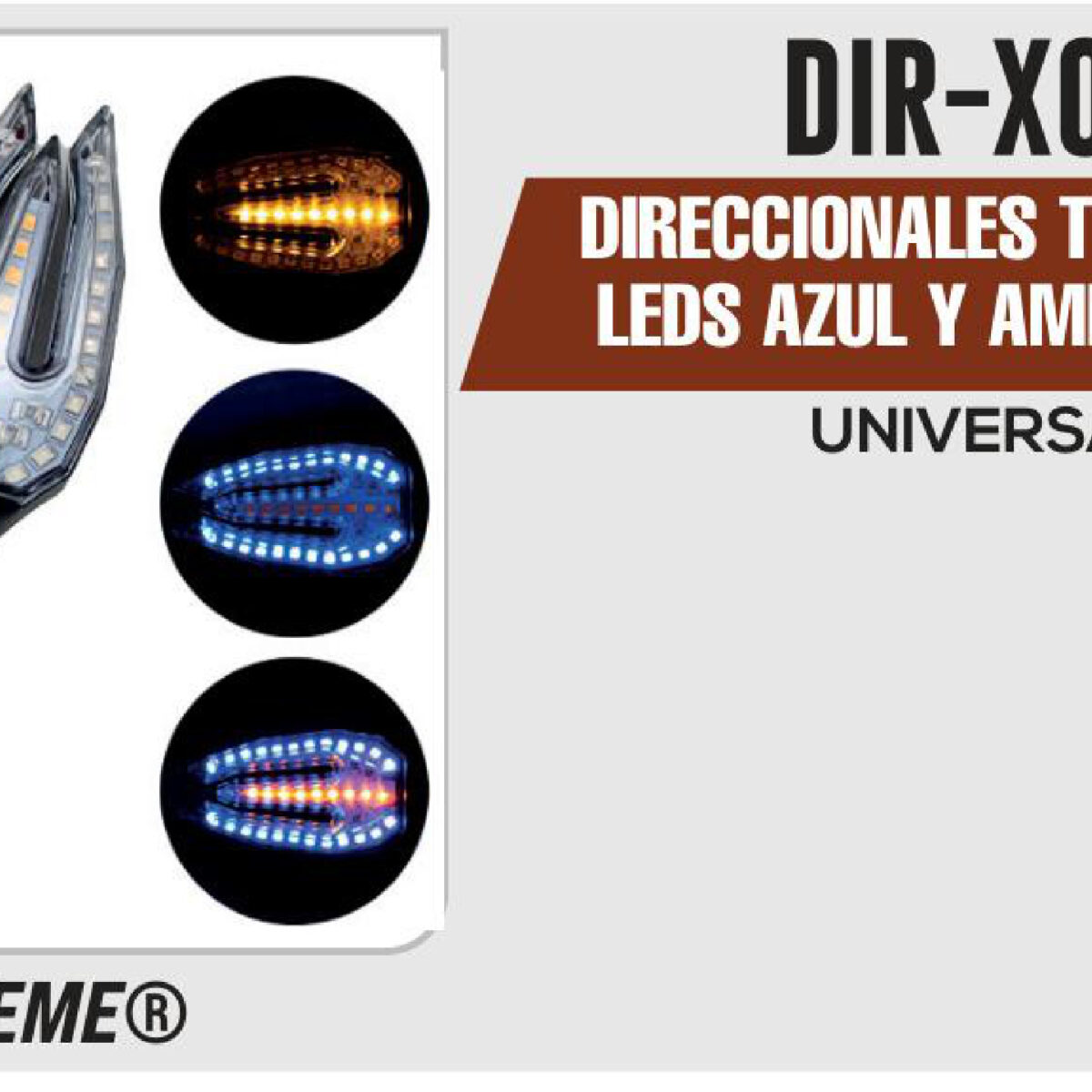 DIRECCIONALES TRIDENTE 33 LEDS AZUL Y VERDE 12Vcc