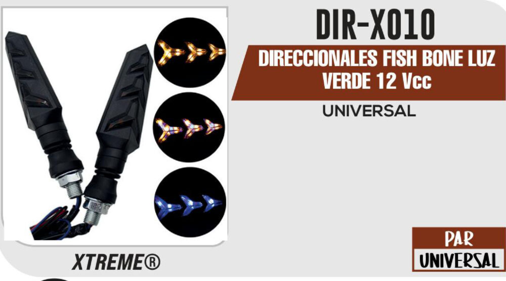 DIRECCIONALES FISH BONE LUZ VERDE 12Vcc