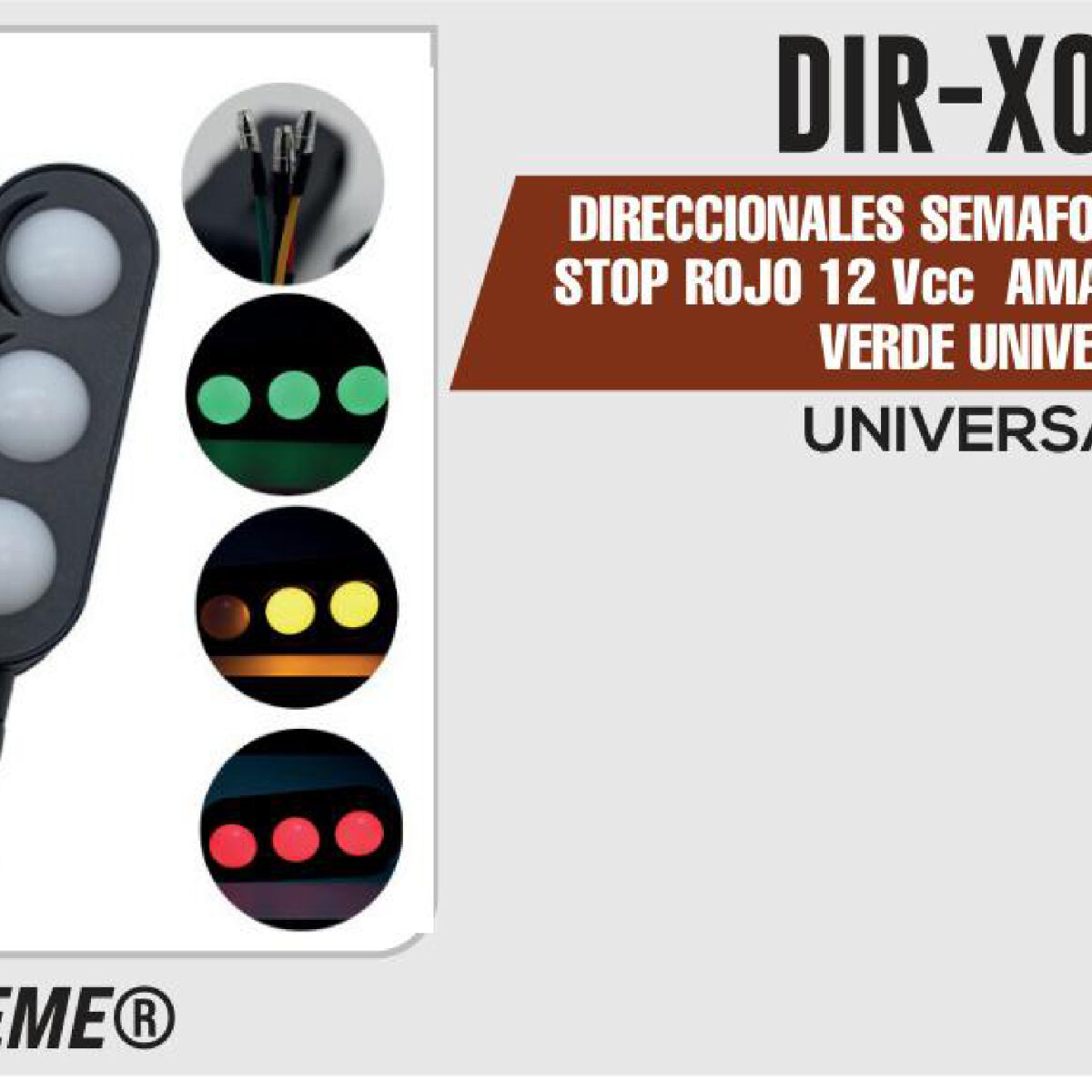DIRECCIONALES SEMAFORO 3 FUNCIONES STOP ROJO 12Vcc AMARILLO-LUZ DE DIA VERDE UNIVERSAL
