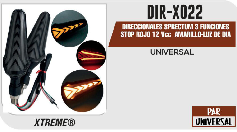 DIRECCIONALES SPRECTUM 3 FUNCIONES STOP ROJO 12Vcc AMARILLO-LUZ DE DIA BLANCO