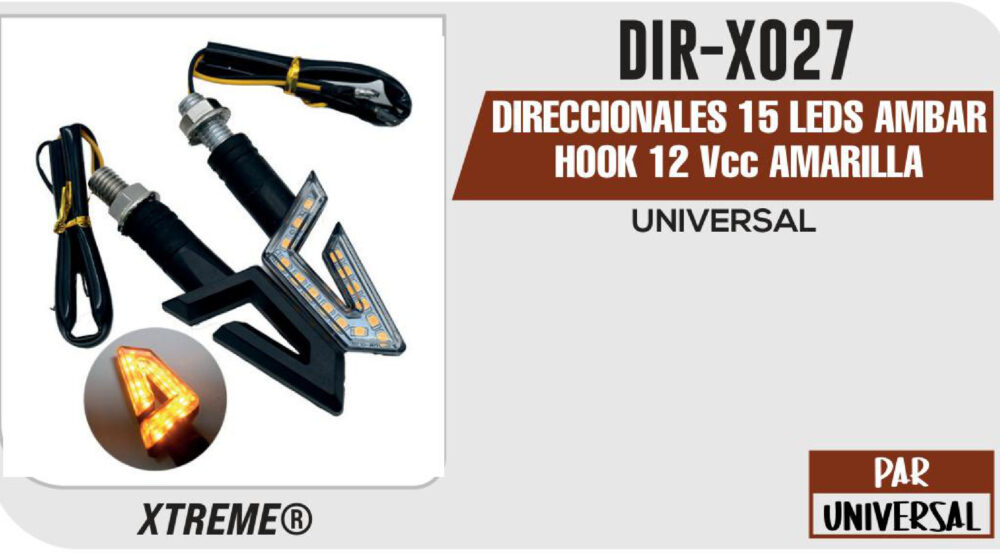 DIRECCIONALES 15 LEDS AMBAR HOOK 12Vcc AMARILLA