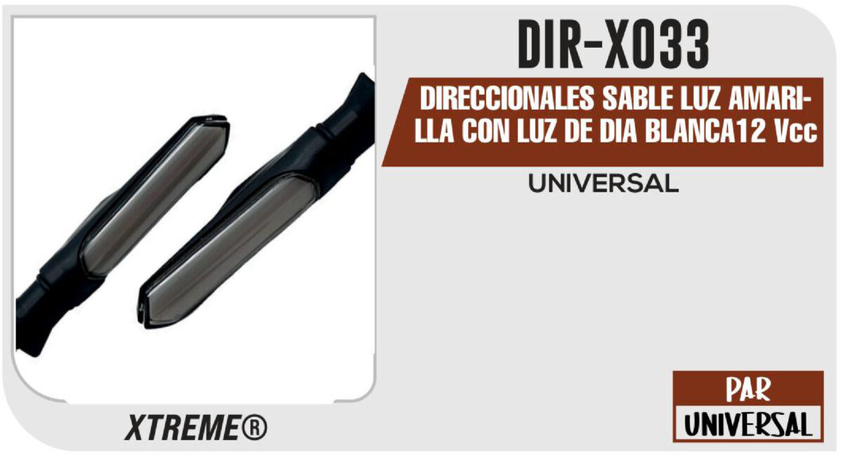DIRECCIONALES SABLE LUZ AMARILLA CON LUZ DE DIA BLANCA 12Vcc BASE GOMA