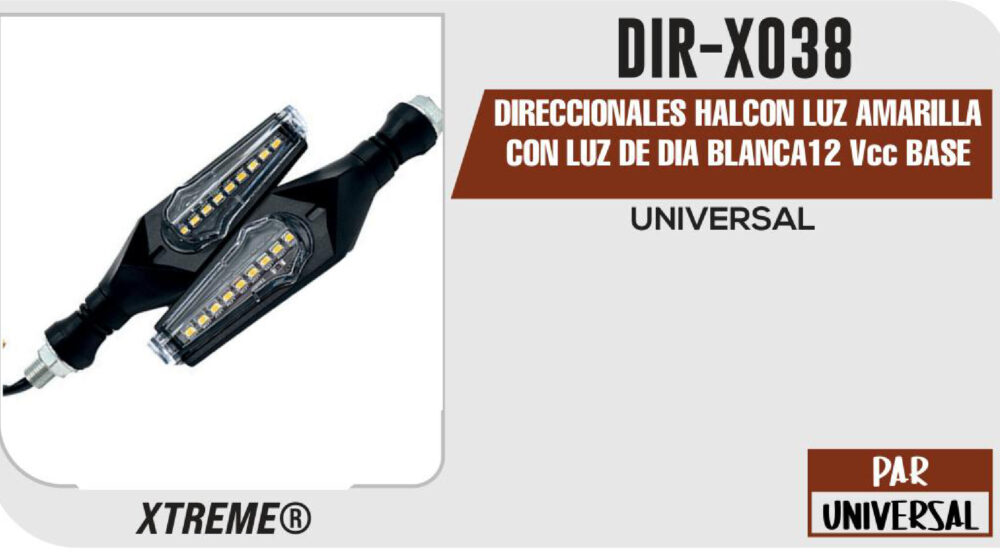 DIRECCIONALES HALCON LUZ AMARILLA CON LUZ DE DIA BLANCA 12Vcc BASE GOMA