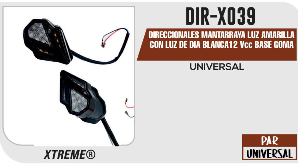DIRECCIONALES MANTARRAYA LUZ AMARILLA CON LUZ DE DIA BLANCA 12Vcc BASE GOMA