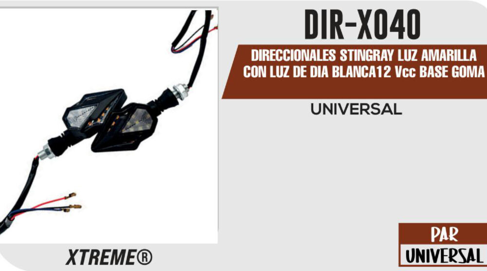 DIRECCIONALES STINGRAY LUZ AMARILLA CON LUZ DE DIA BLANCA 12Vcc BASE GOMA