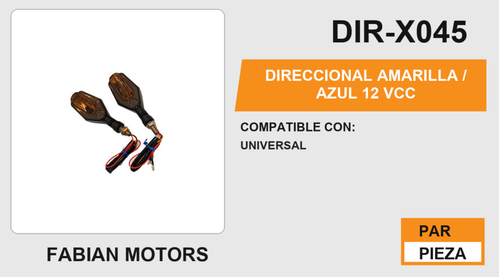 DIRECCIONAL AMARILLA / AZUL 12Vcc