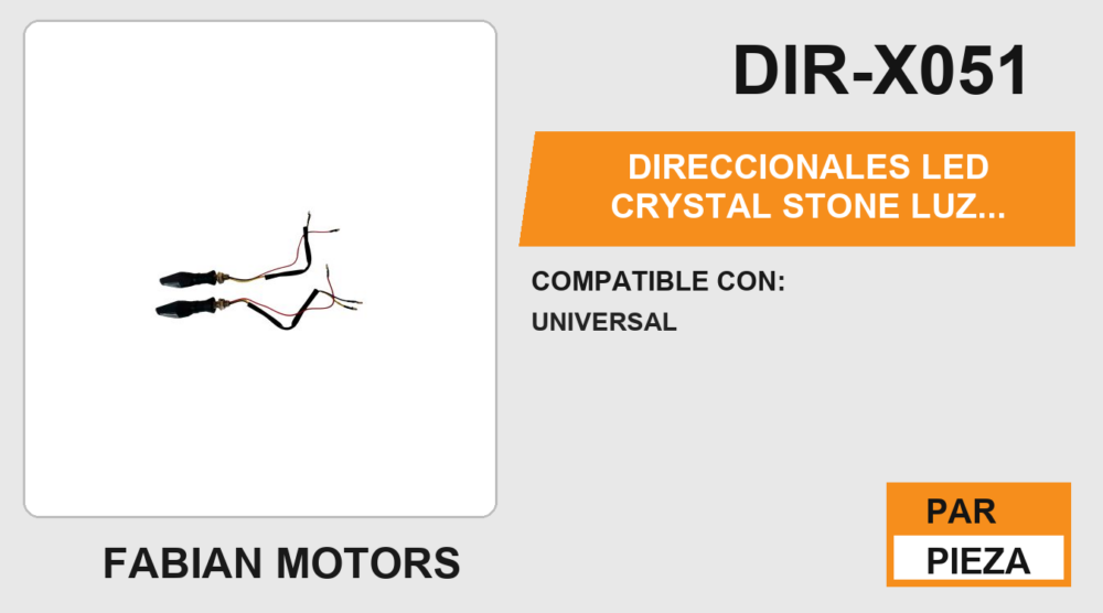 DIRECCIONALES LED CRYSTAL STONE LUZ AMARILLA CON LUZ ROJA 12Vcc