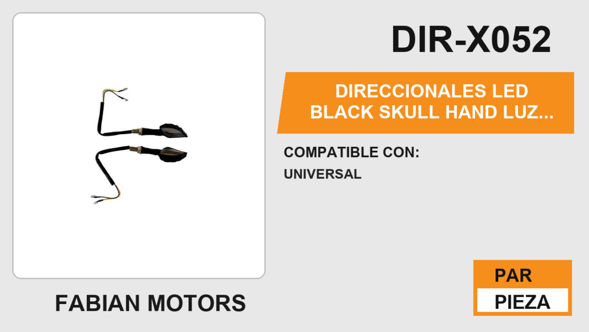 DIRECCIONALES LED BLACK SKULL HAND LUZ AMBAR 12Vcc
