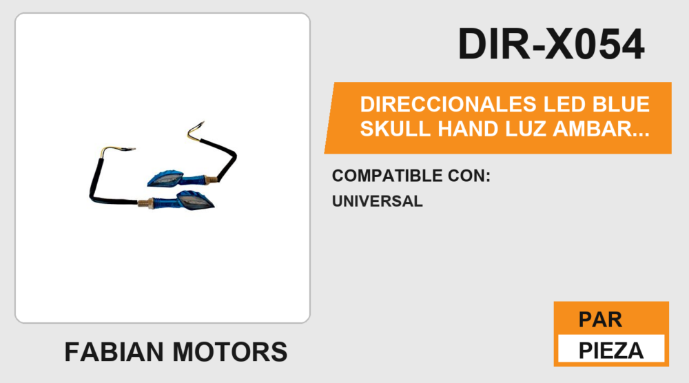 DIRECCIONALES LED BLUE SKULL HAND LUZ AMBAR 12Vcc