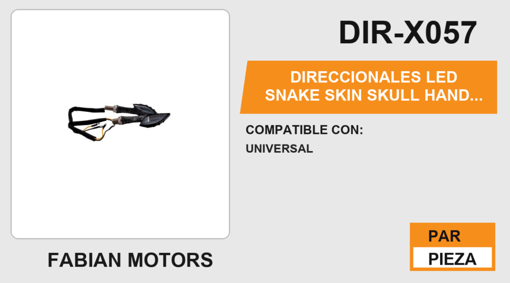 DIRECCIONALES LED SNAKE SKIN SKULL HAND LUZ AMBAR 12Vcc