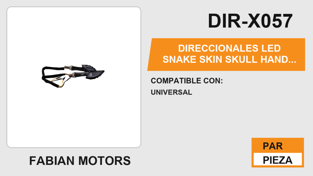 DIRECCIONALES LED SNAKE SKIN SKULL HAND LUZ AMBAR 12Vcc