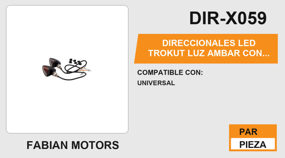 DIRECCIONALES LED TROKUT LUZ AMBAR CON LUZ ROJA 12Vcc