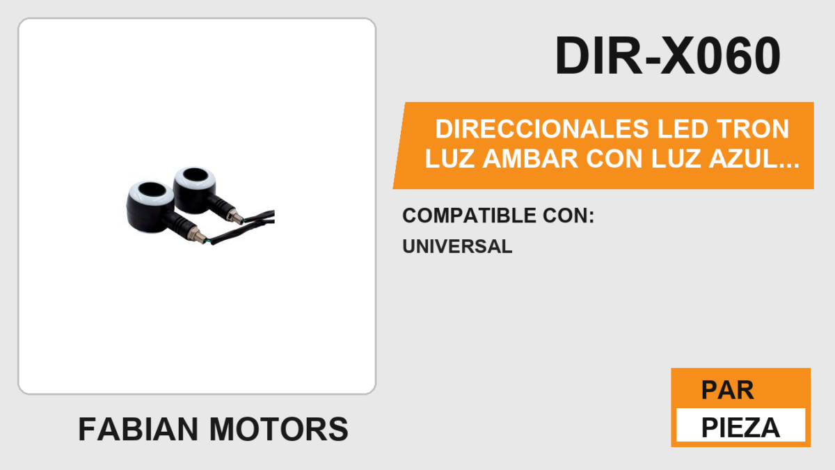 DIRECCIONALES LED TRON LUZ AMBAR CON LUZ AZUL 12Vcc