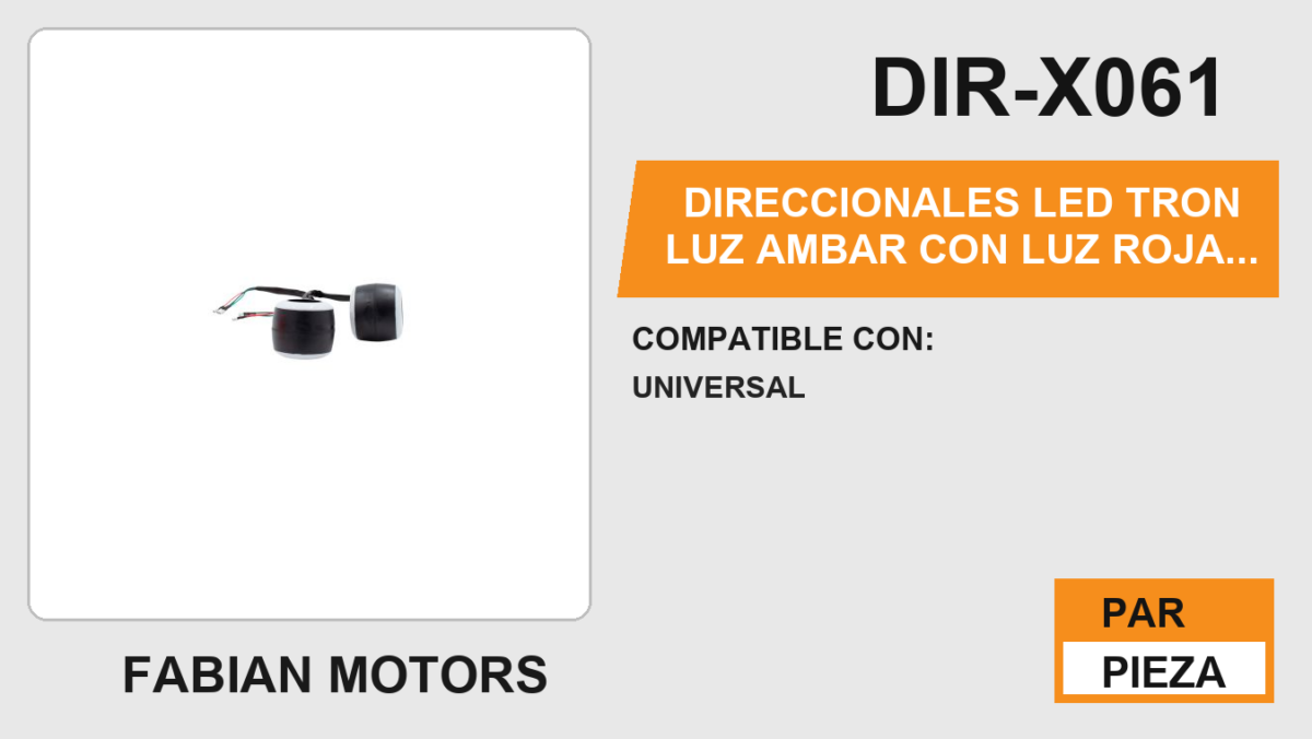 DIRECCIONALES LED TRON LUZ AMBAR CON LUZ ROJA 12Vcc