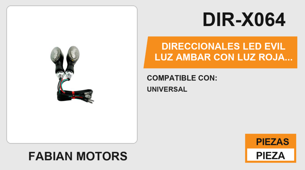 DIRECCIONALES LED EVIL LUZ AMBAR  CON LUZ ROJA 12 Vcc
