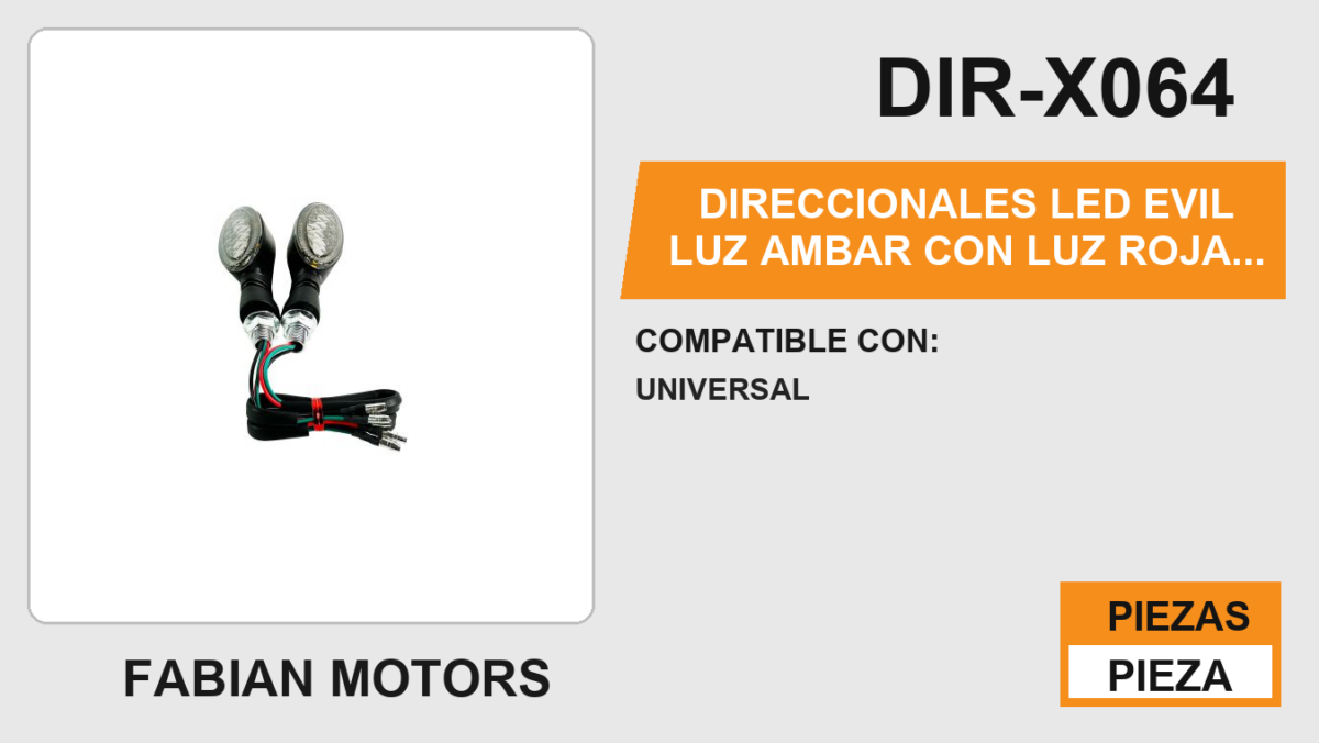 DIRECCIONALES LED EVIL LUZ AMBAR  CON LUZ ROJA 12 Vcc