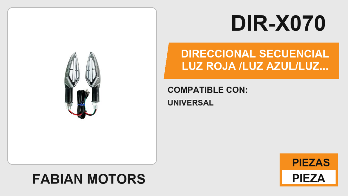 DIRECCIONAL SECUENCIAL LUZ ROJA /LUZ AZUL/LUZ AMARILLO  12 Vcc