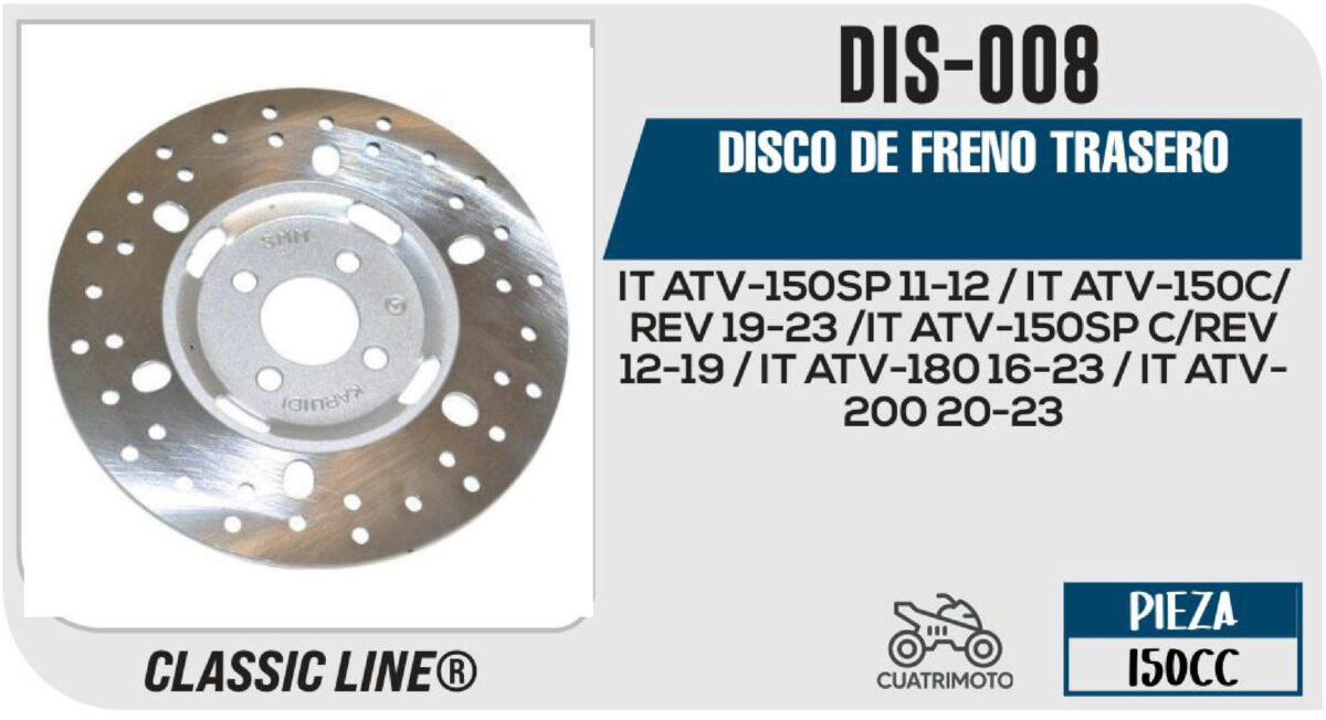 DISCO DE FRENO TRASERO