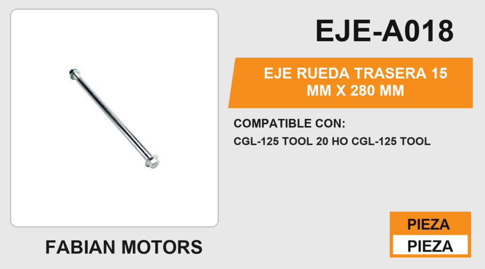 EJE RUEDA TRASERA 15mm X 280mm