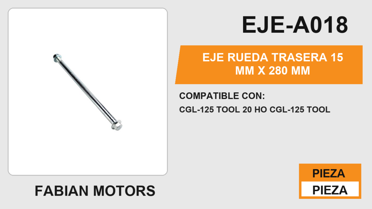 EJE RUEDA TRASERA 15mm X 280mm