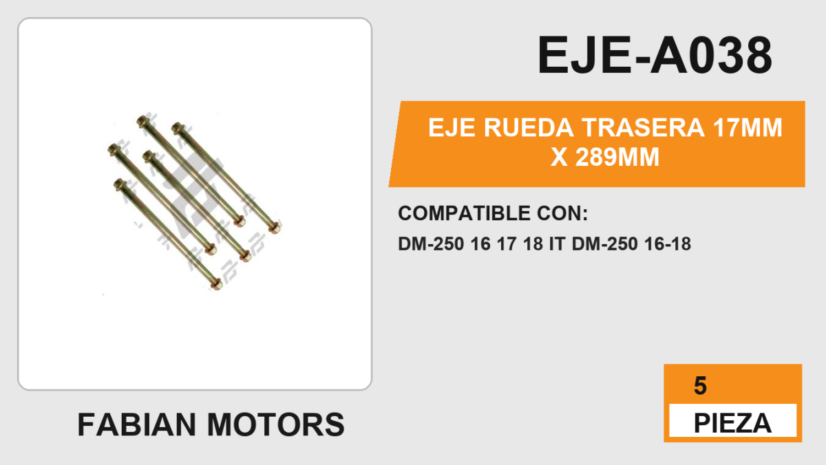 EJE RUEDA TRASERA 17mm x 289mm