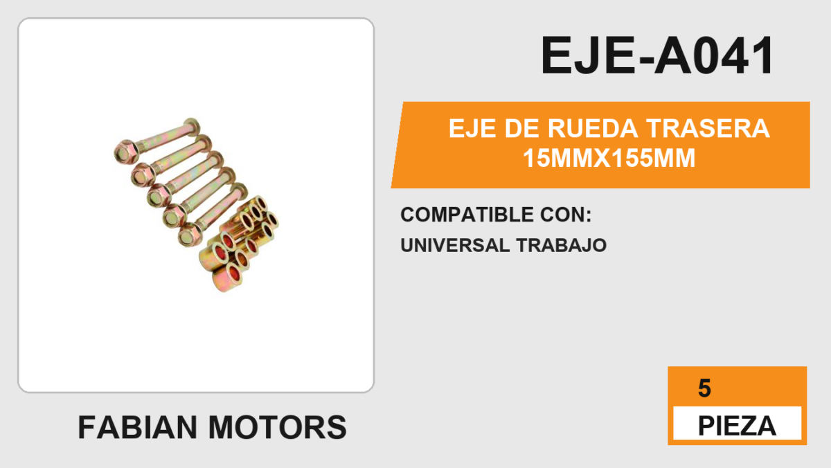 EJE DE RUEDA TRASERA 15mmX155mm