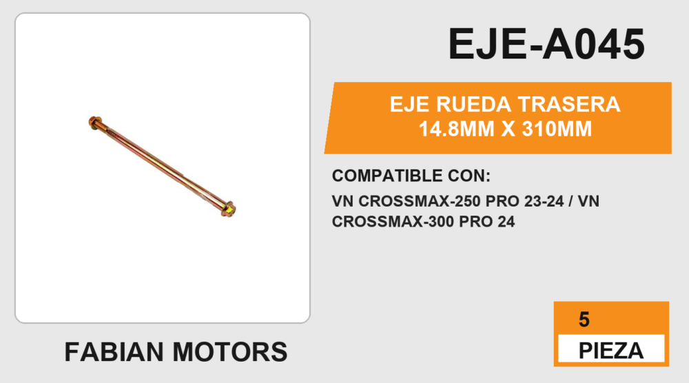 EJE RUEDA TRASERA 14.8mm X 310mm