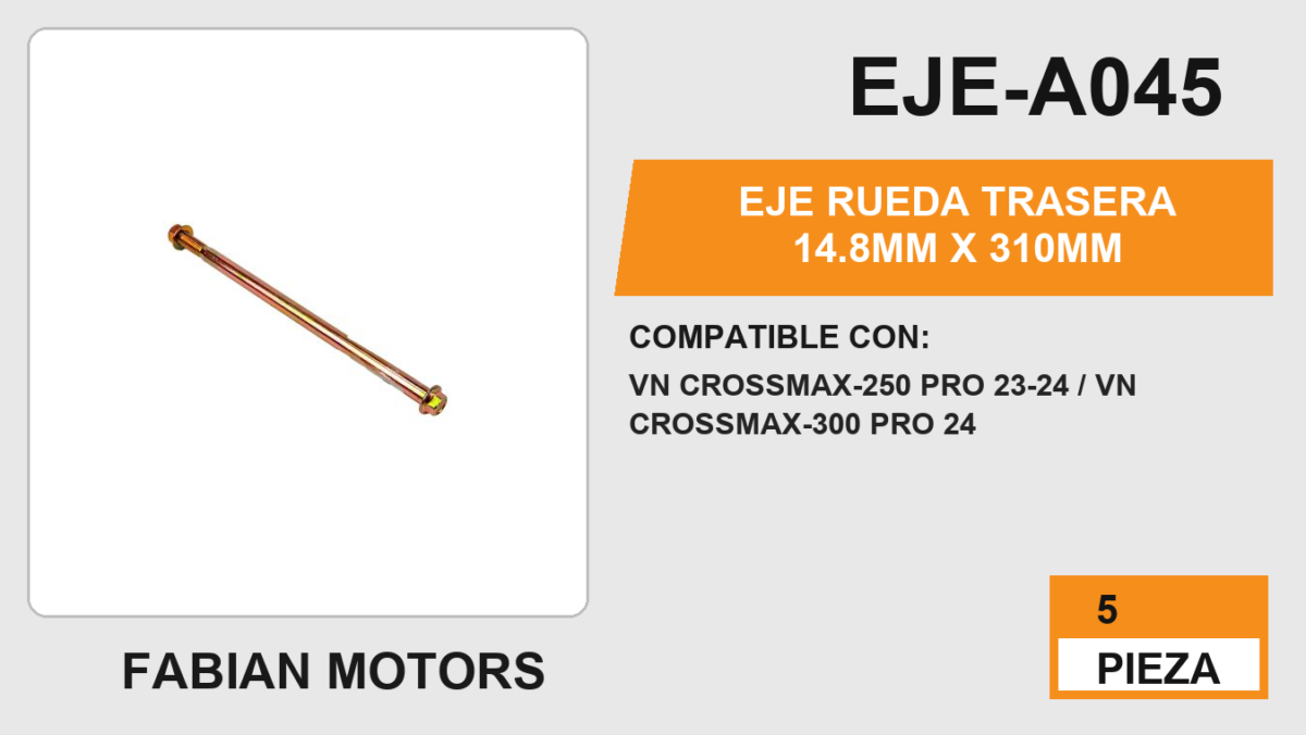 EJE RUEDA TRASERA 14.8mm X 310mm