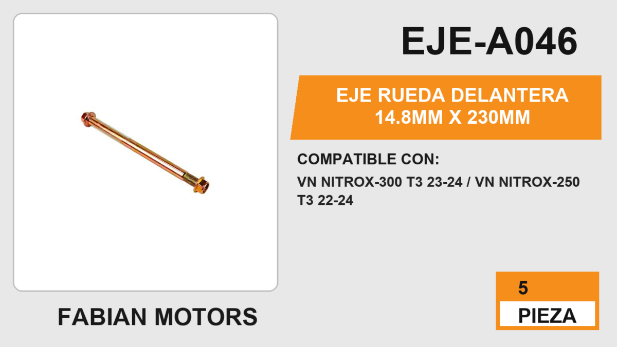 EJE RUEDA DELANTERA 14.8mm x 230mm