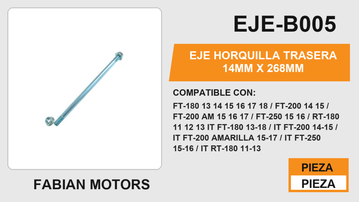 EJE HORQUILLA TRASERA 14mm X 268mm