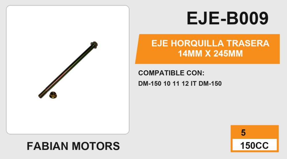 EJE HORQUILLA TRASERA 14mm X 245mm