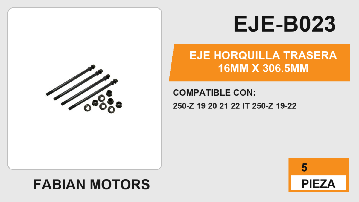 EJE HORQUILLA TRASERA 16mm X 306.5mm