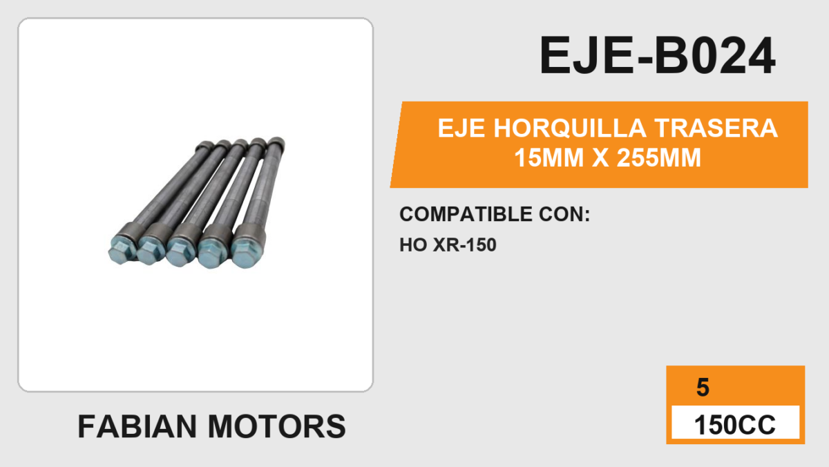 EJE HORQUILLA TRASERA 15mm X 255mm