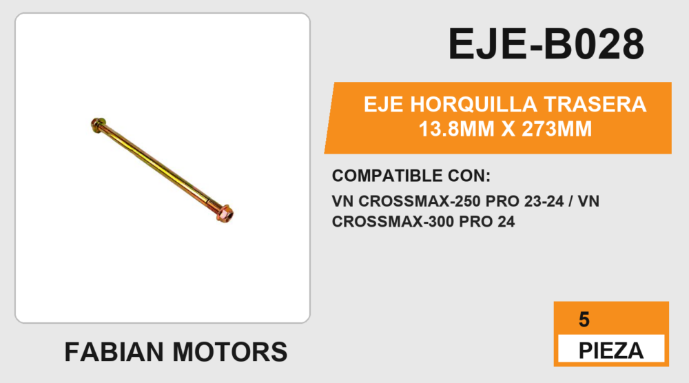 EJE HORQUILLA TRASERA 13.8mm X 273mm