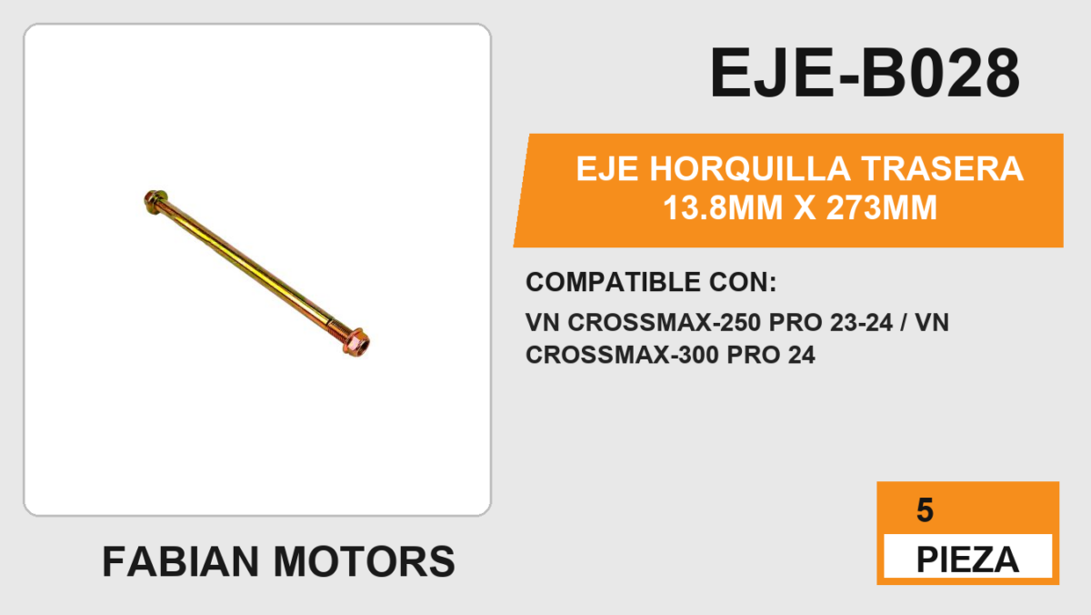 EJE HORQUILLA TRASERA 13.8mm X 273mm