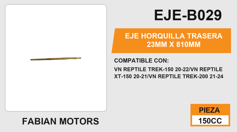 EJE HORQUILLA TRASERA 23mm X 810mm