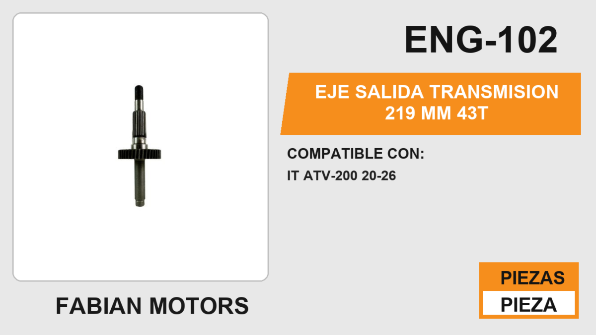 EJE SALIDA TRANSMISION  219 mm 43T