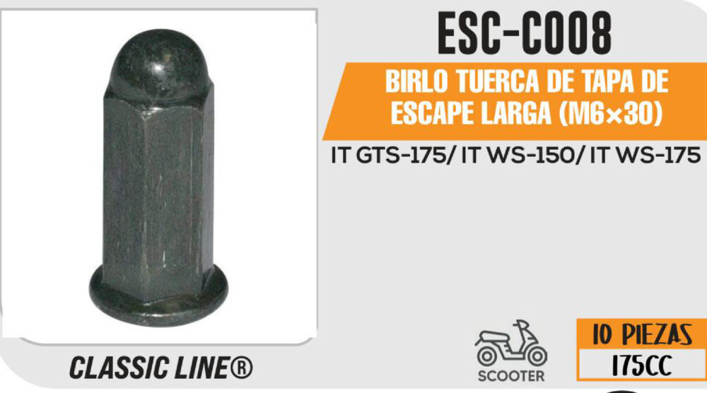 BIRLO TUERCA DE TAPA DE ESCAPE LARGA (M6×30)