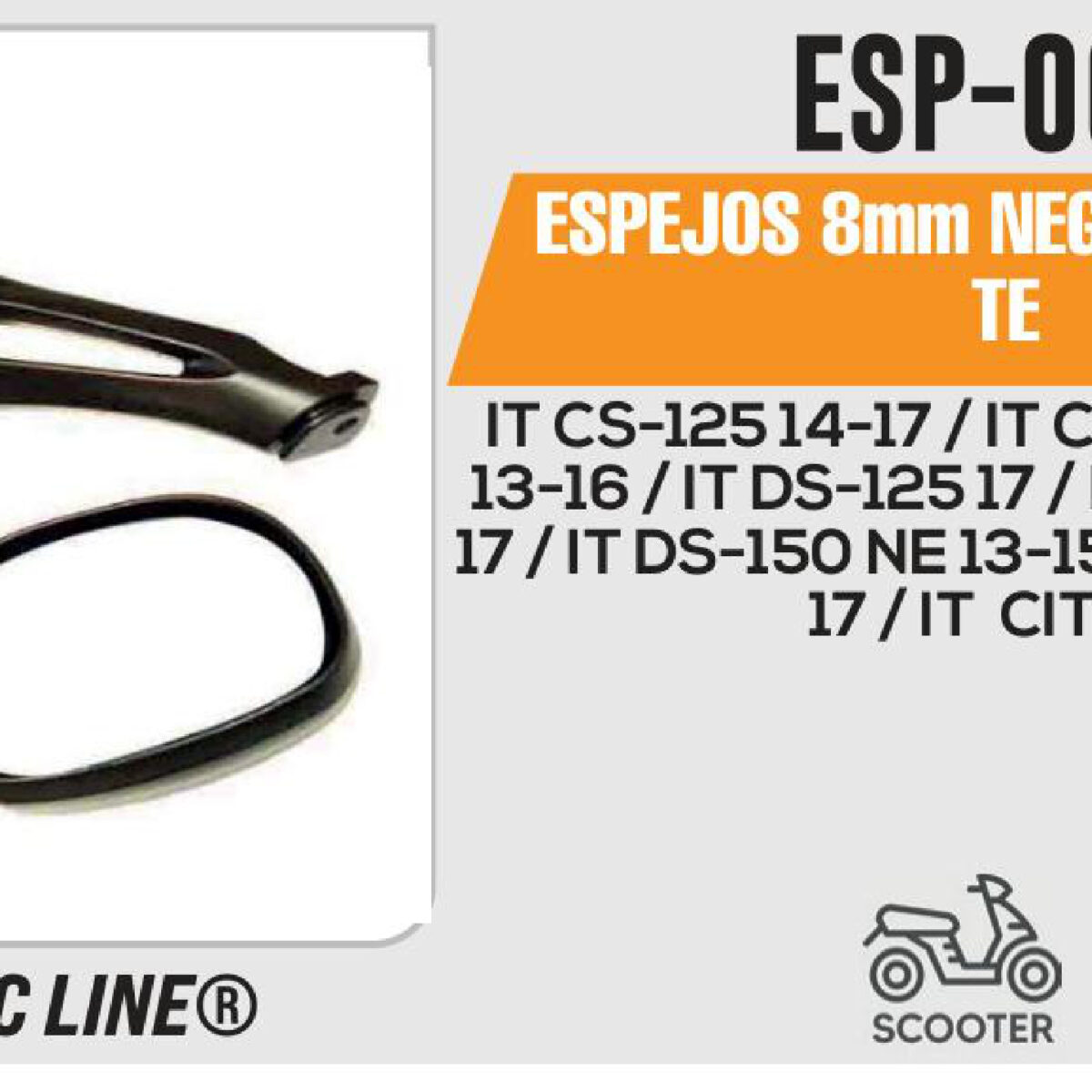 ESPEJOS 8mm NEGRO BRILLANTE