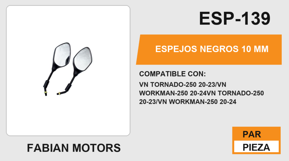 ESPEJOS NEGROS 10 mm