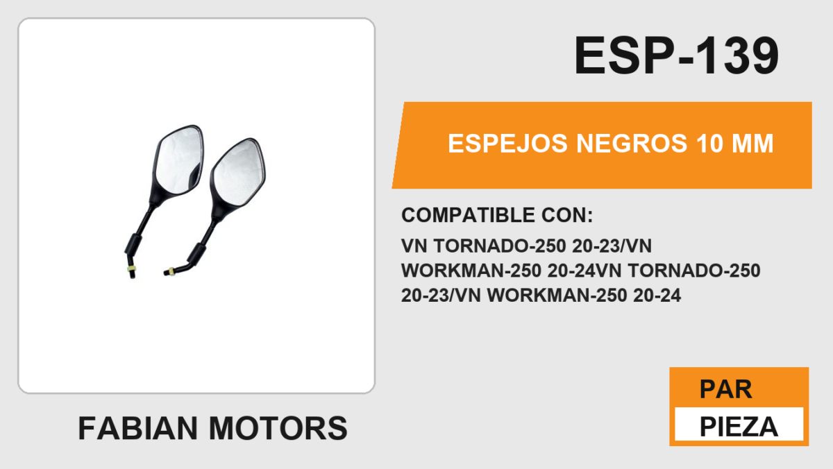 ESPEJOS NEGROS 10 mm