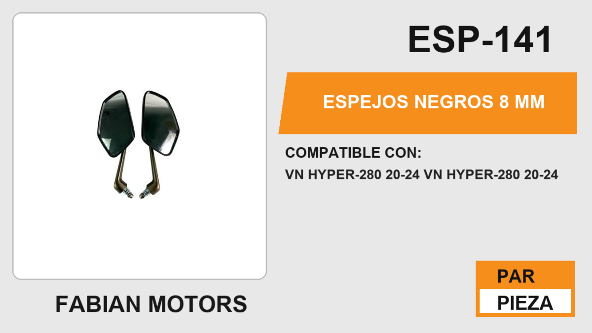 ESPEJOS NEGROS 8 mm