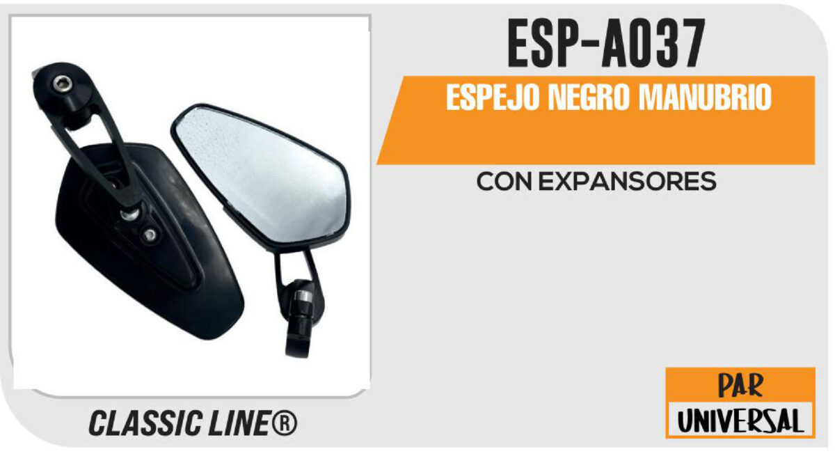 ESPEJO NEGRO MANUBRIO