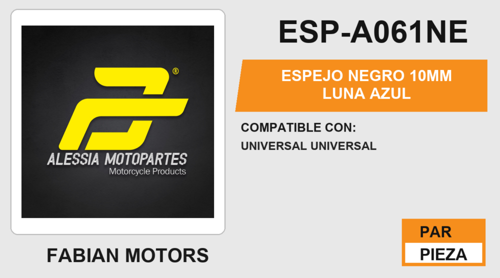 ESPEJO NEGRO 10MM LUNA AZUL