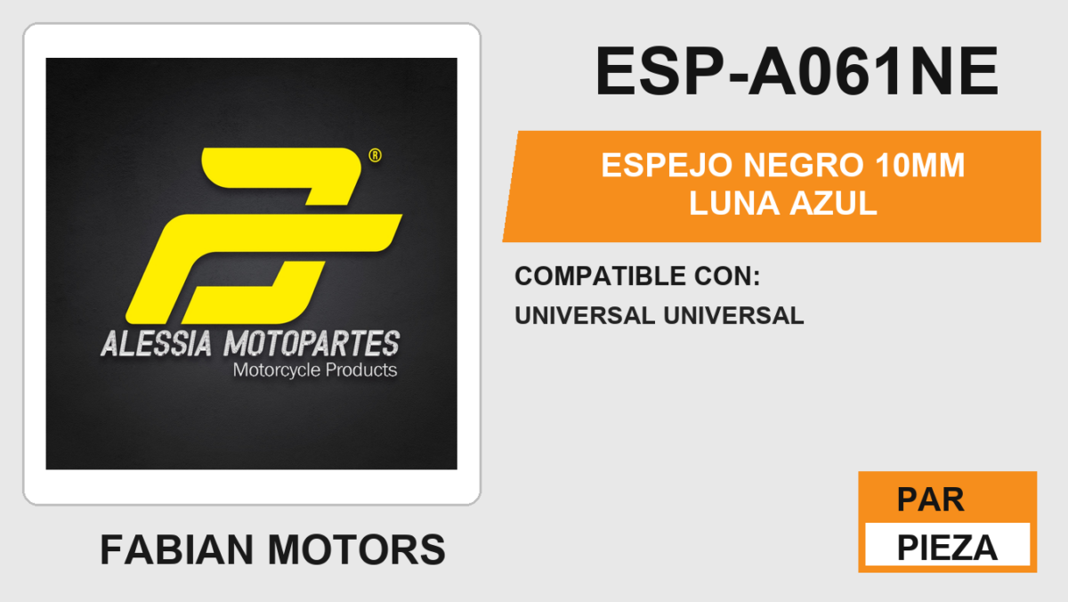 ESPEJO NEGRO 10MM LUNA AZUL