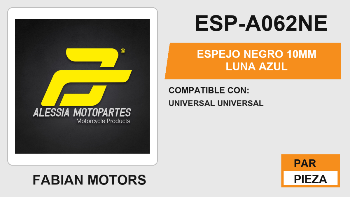 ESPEJO NEGRO 10MM LUNA AZUL